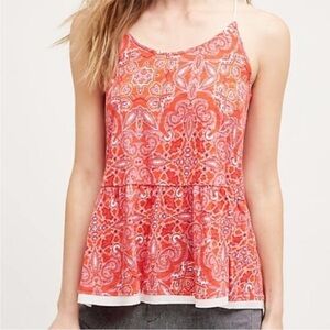 Anthropologie- Meadow Rue- Spaghetti Strap Paisley Top, Red Multi, Size XL